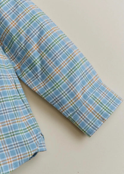Blue Beige Khaki Check