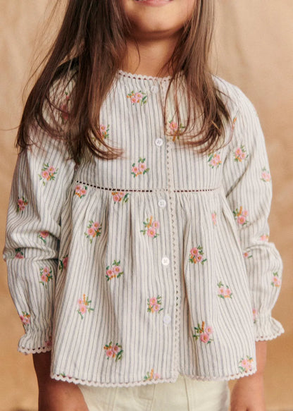Stripes with Floral Embroidery