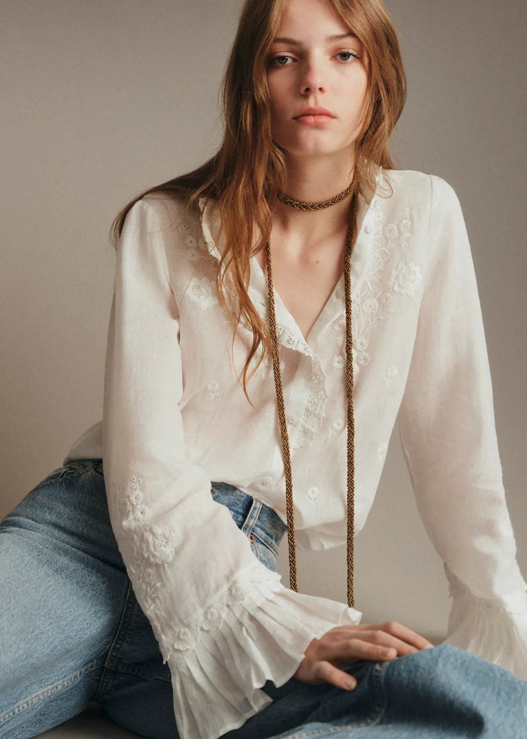 Embroidered Ecru