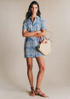 Vintage Blue with Contrasting Ecru Embroidery