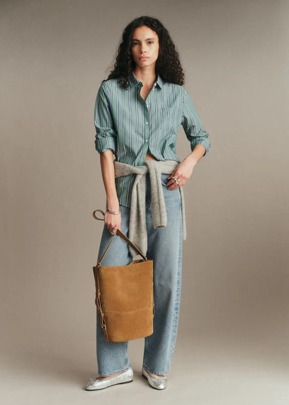 Green Ecru Navy Stripes