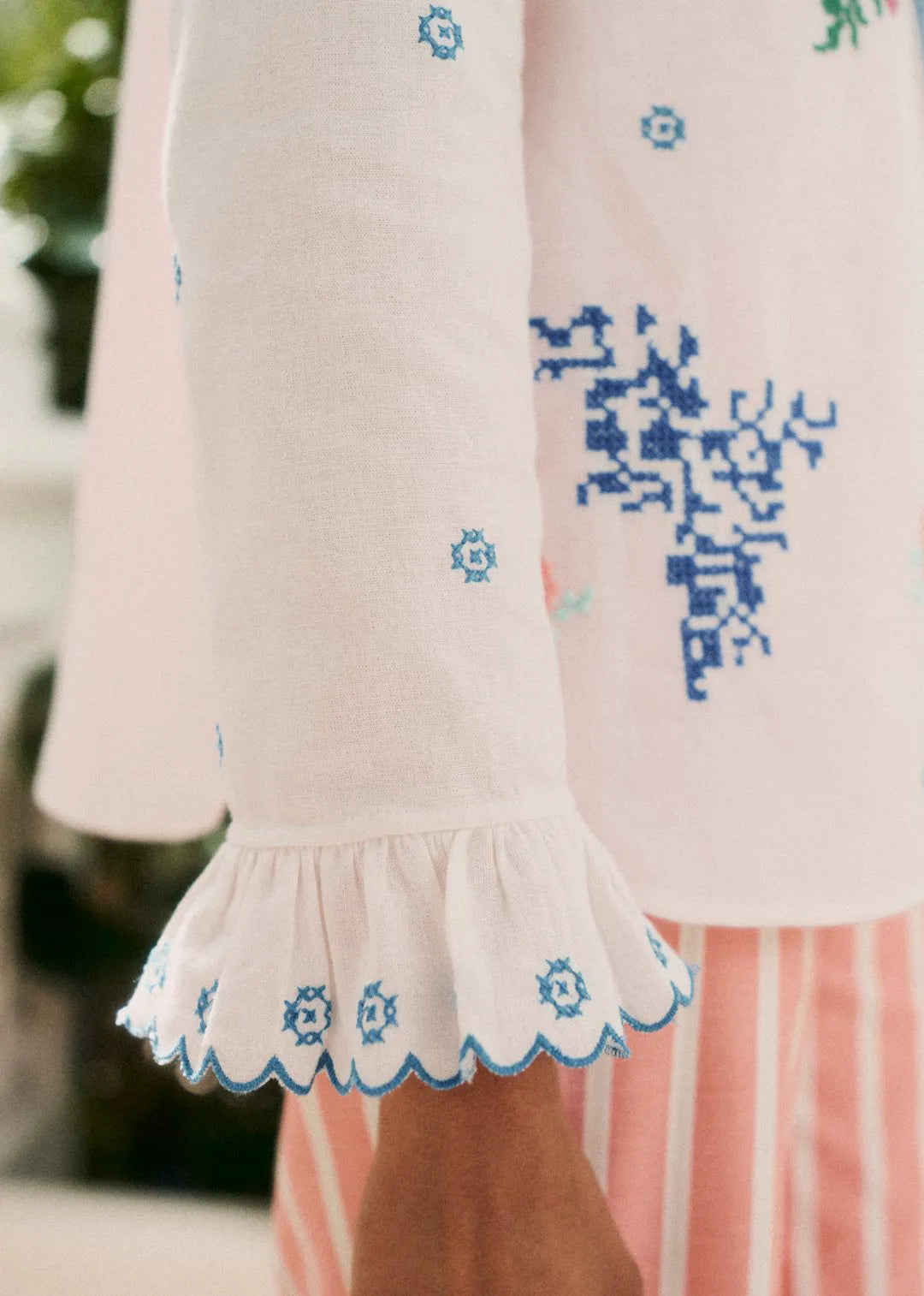 Green Pink Camellia print