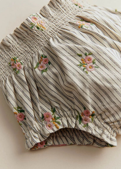 Stripes with Floral Embroidery