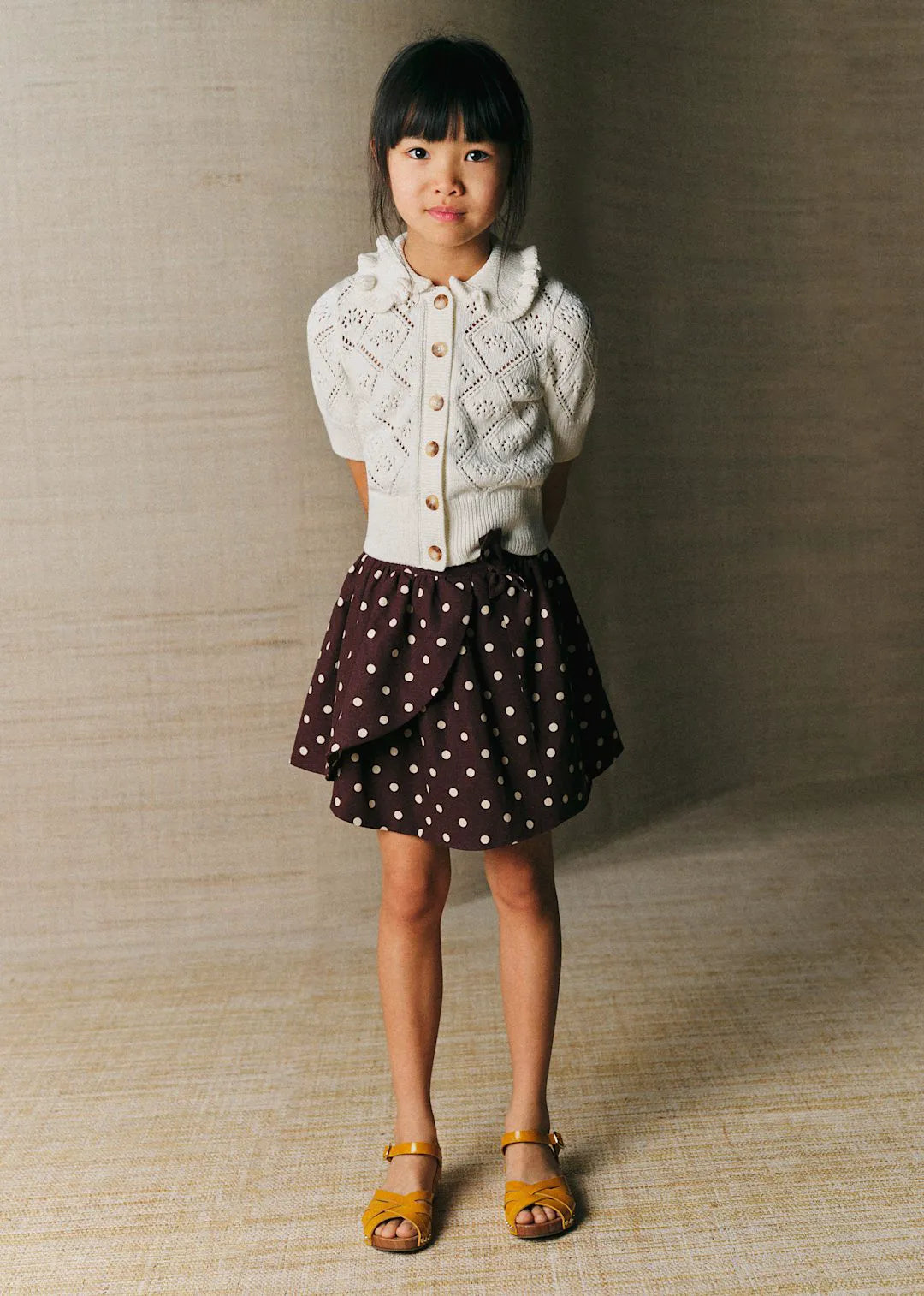 Ecru Polka Dots on Chocolate Print