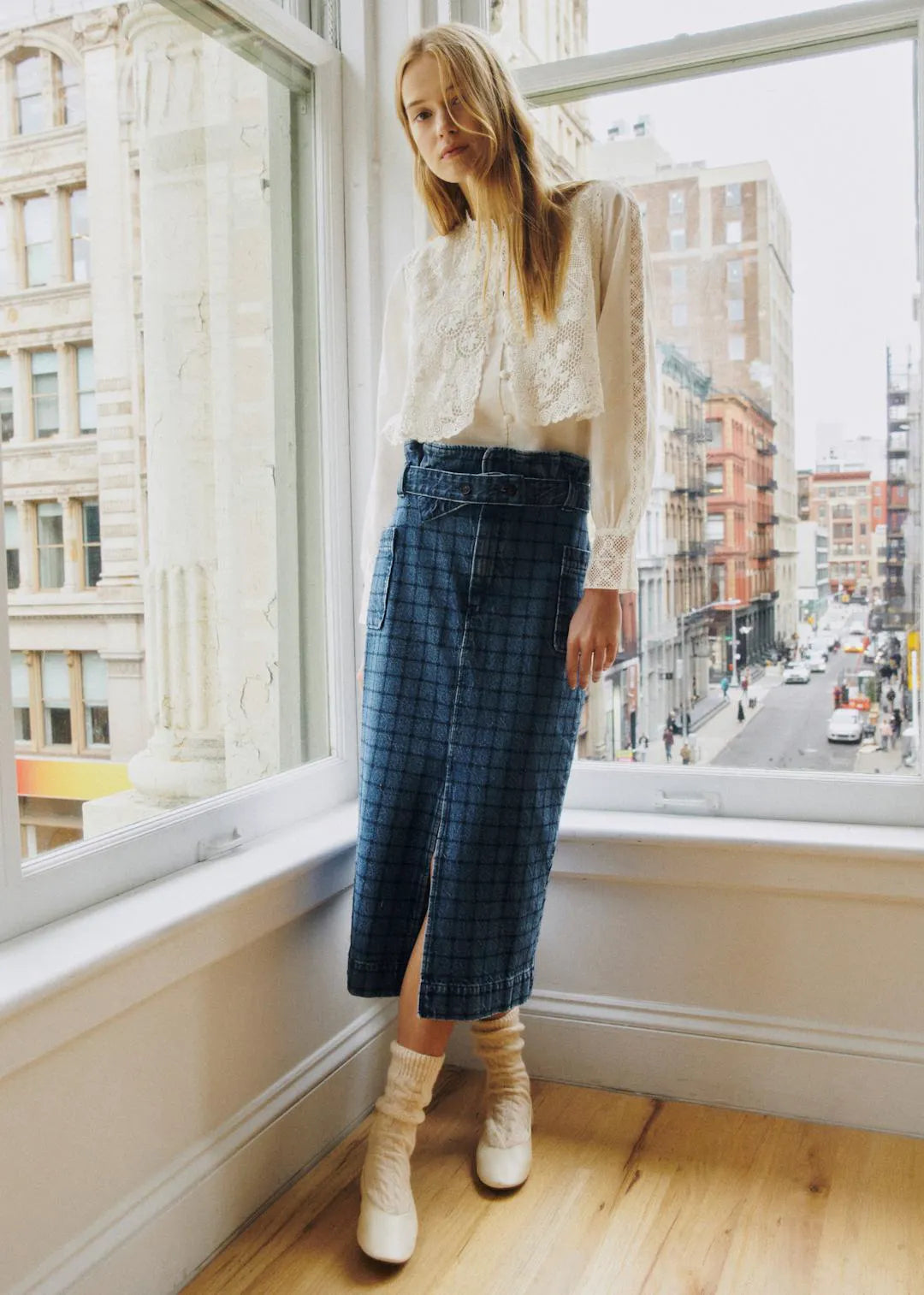 Denim with Navy Embroidery