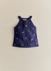 Navy with Floral Embroidery