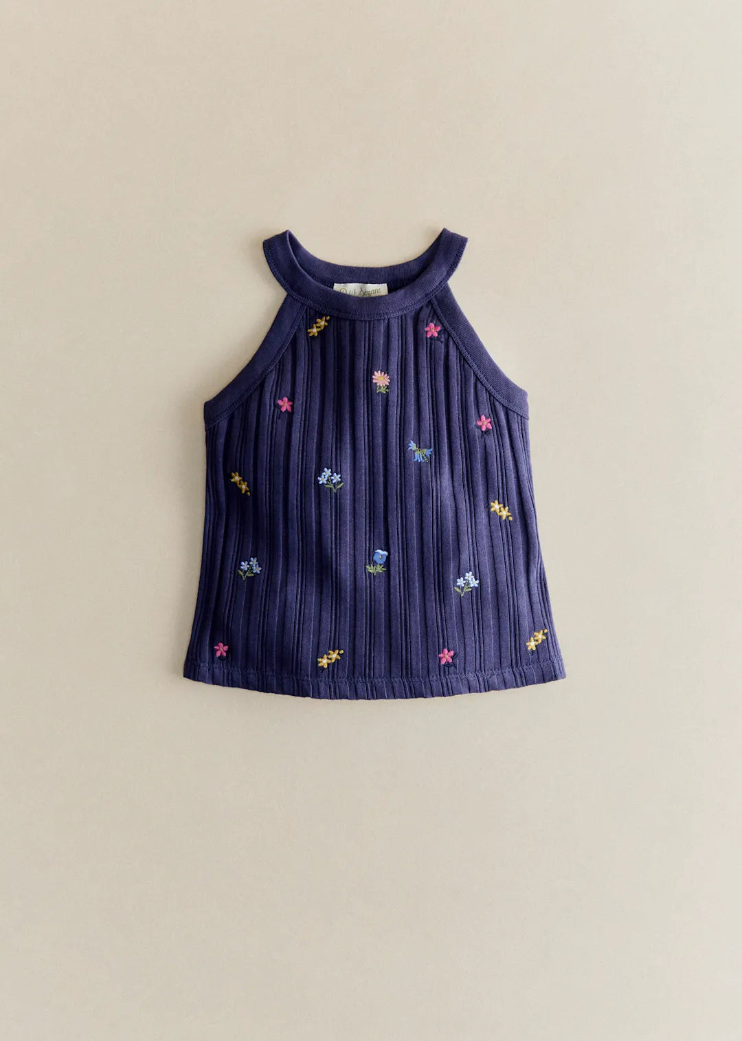 Navy with Floral Embroidery