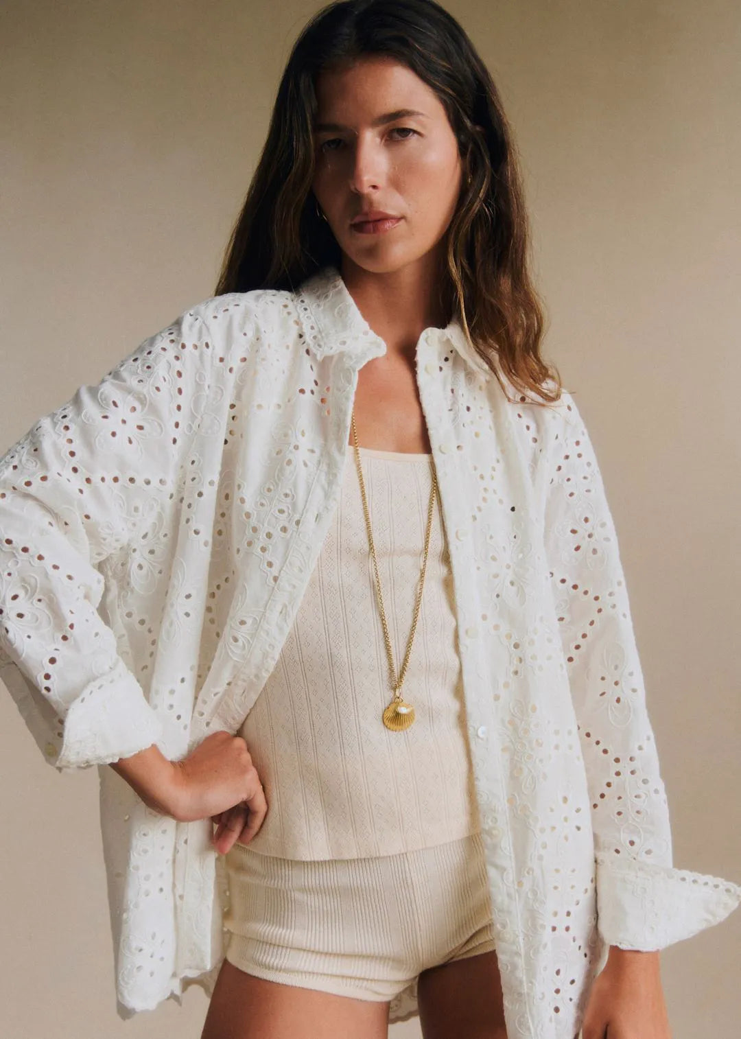 Embroidered Ecru