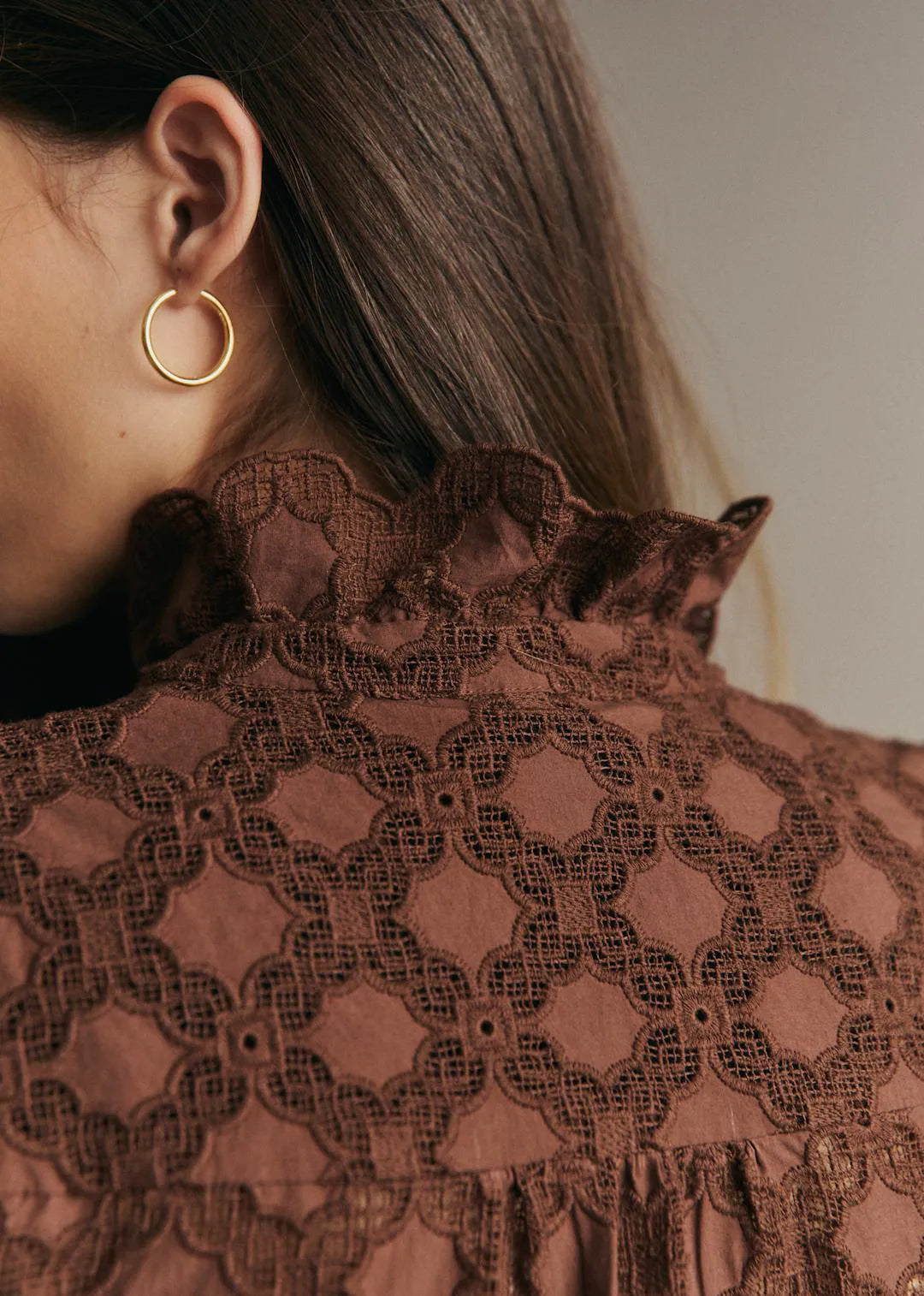 Solid Brown Embroidery