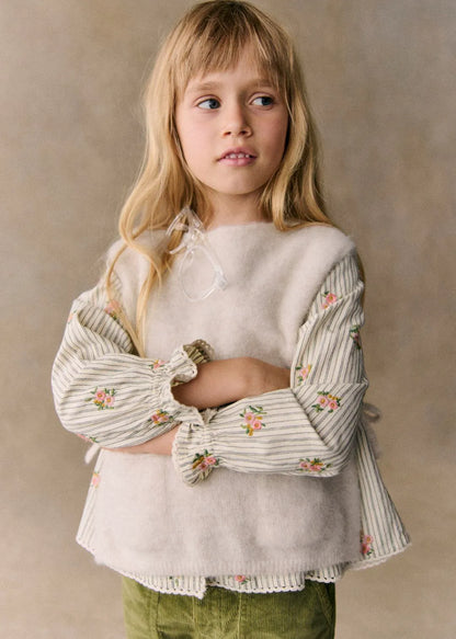 Stripes with Floral Embroidery