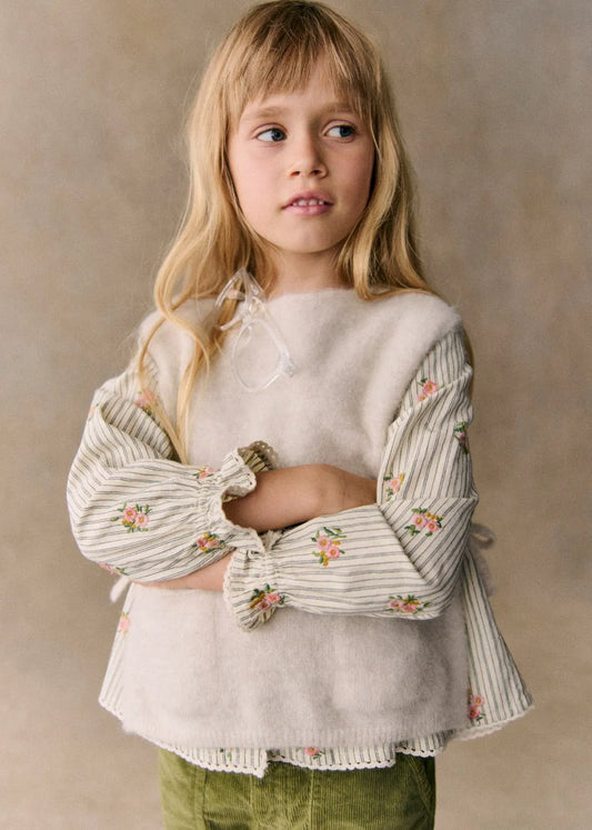 Stripes with Floral Embroidery