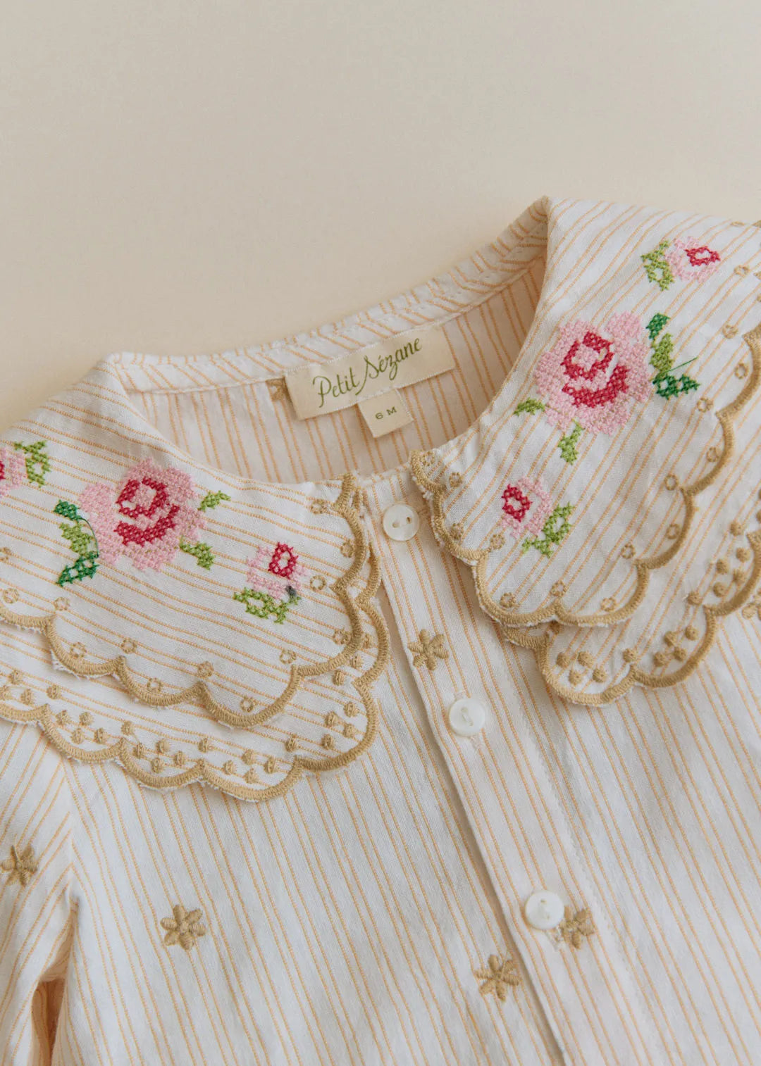 Woven Stripe + Doily Embroidery