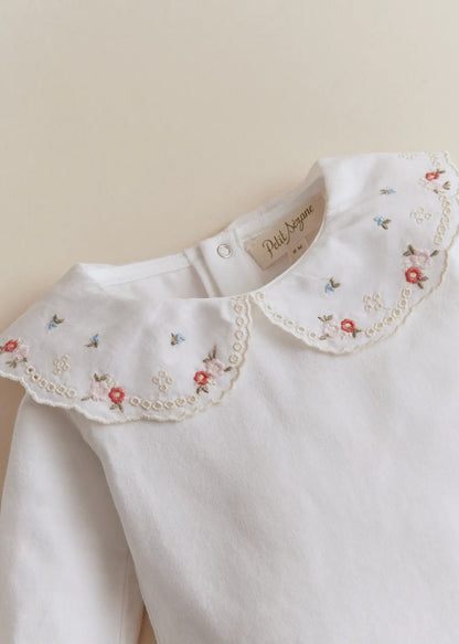 Milk White / Multicolored Embroidery