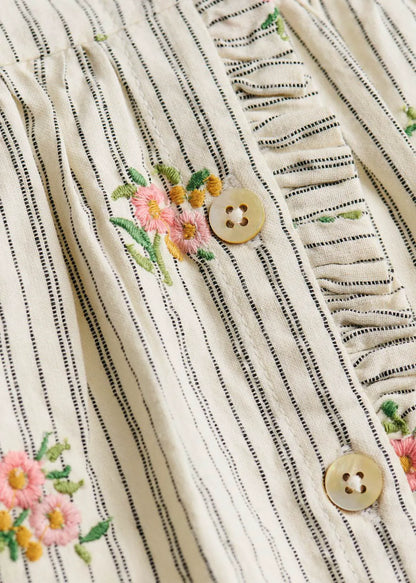 Stripes with Floral Embroidery