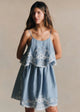 Blue with Ecru Contrasting Embroidery