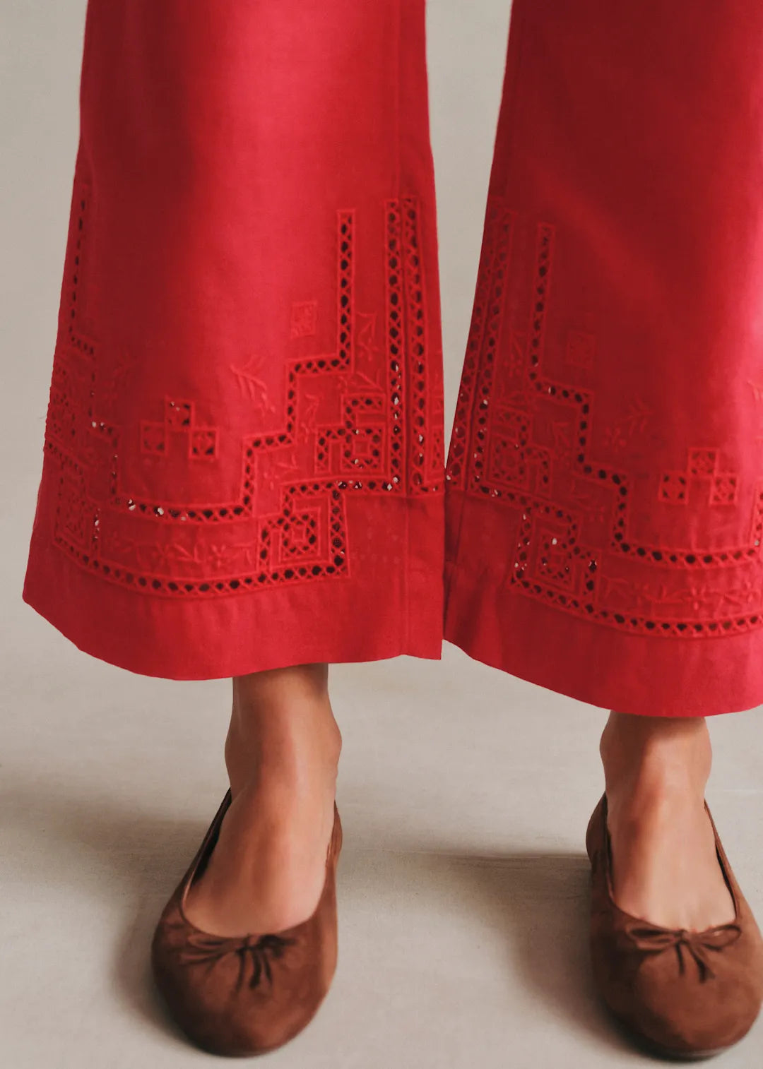 Placed Red Embroidery