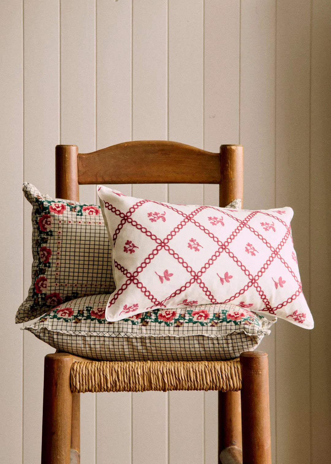Ecru Cross-Stitch Bordeaux and Blush