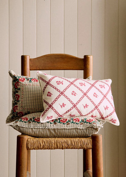 Ecru Cross-Stitch Bordeaux and Blush
